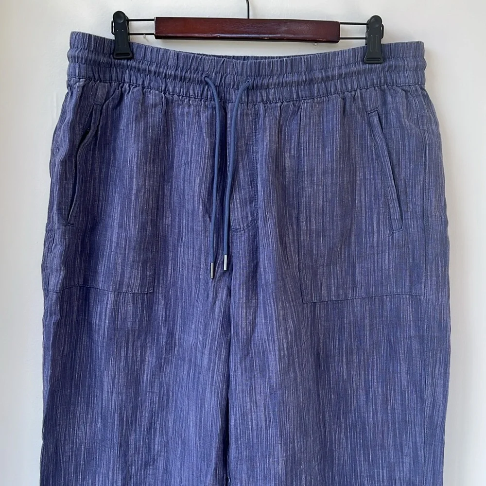 Athleta Cabo Linen Textured Blue Wide Leg Pants - Picture 6 of 14